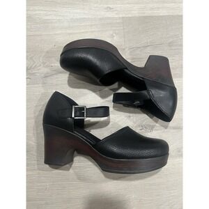 BOC Gia Platform Mary Jane Shoes Women's 10M Black Woodgrain Chunky Heel B.O.C.